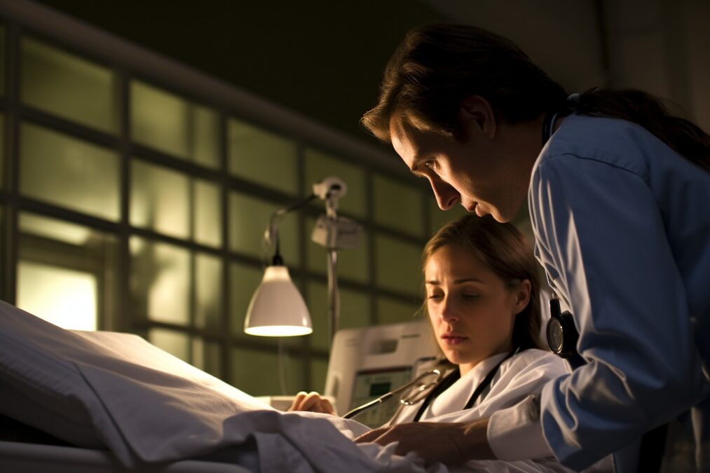 Nurse Practitioner Examining A Patient In A Hospital Setting