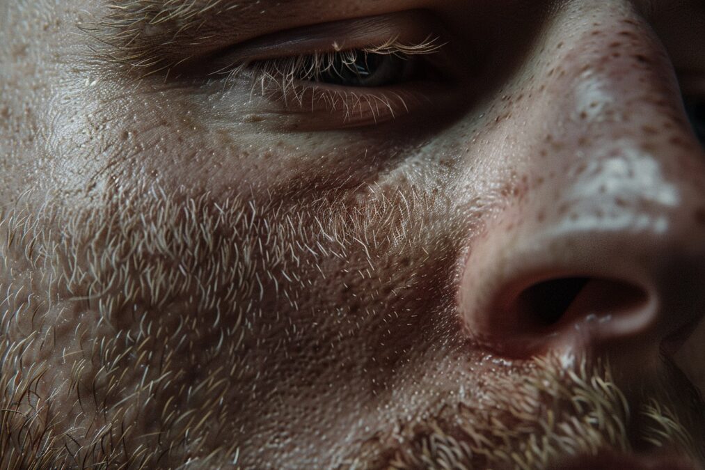 Close up of male skin with cellulite