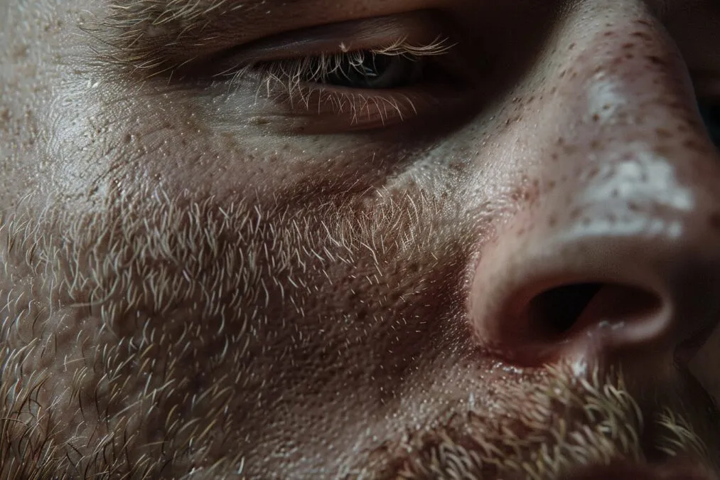 Close up of male skin with cellulite