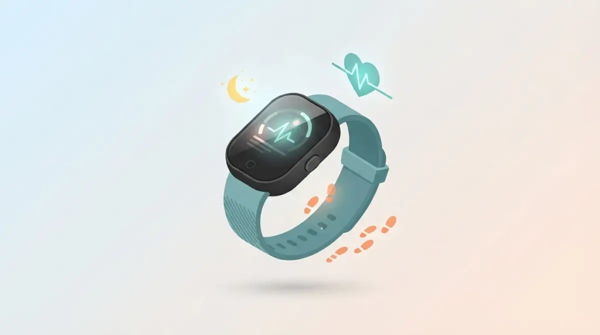 Isometric smartwatch showing fitness tracker heart rate, step and sleep data